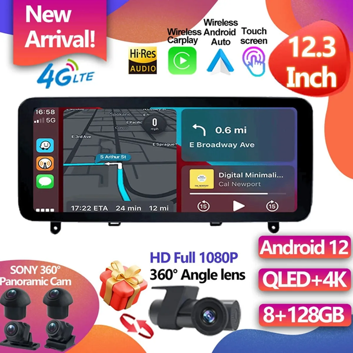 Pantalla 12,5 GPS 4G MERCEDES Clase C W204 ANDROID 12 Procesador