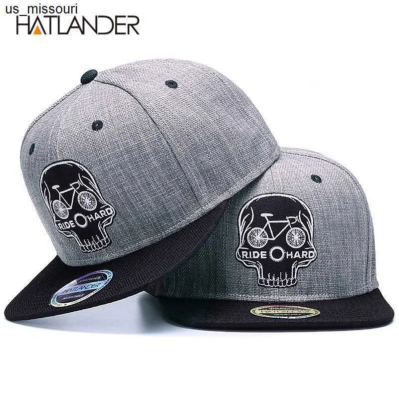 Ball Caps Running Chute HATLANDER Original Baseball cap men snapback cap brand embroidery SKULL cool hip hop cap 6 panel bone linen Skeleton sports hats J230520