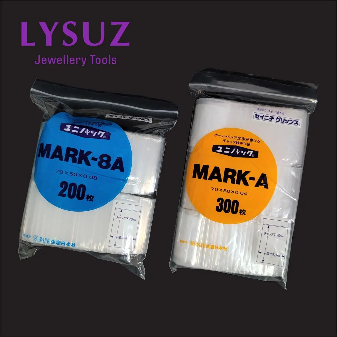 Caixas Japão Jóias Zip Bag com Mark Espaço Plástico Sacos graváveis Diamante Gemstone Reclosable Armazenamento Poly Clear Bolsa Durável