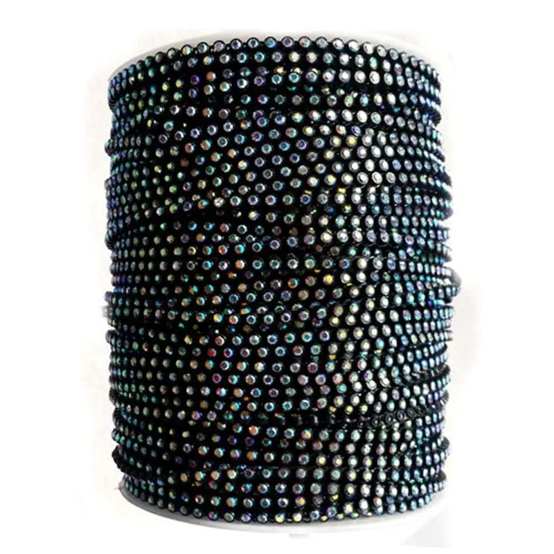 Componenti Taidian SS6 Bande di strass in plastica bianca 50 metri/rotolo di cristallo AB Cucire sulle finiture di strass per creatore di gioielli Navajo