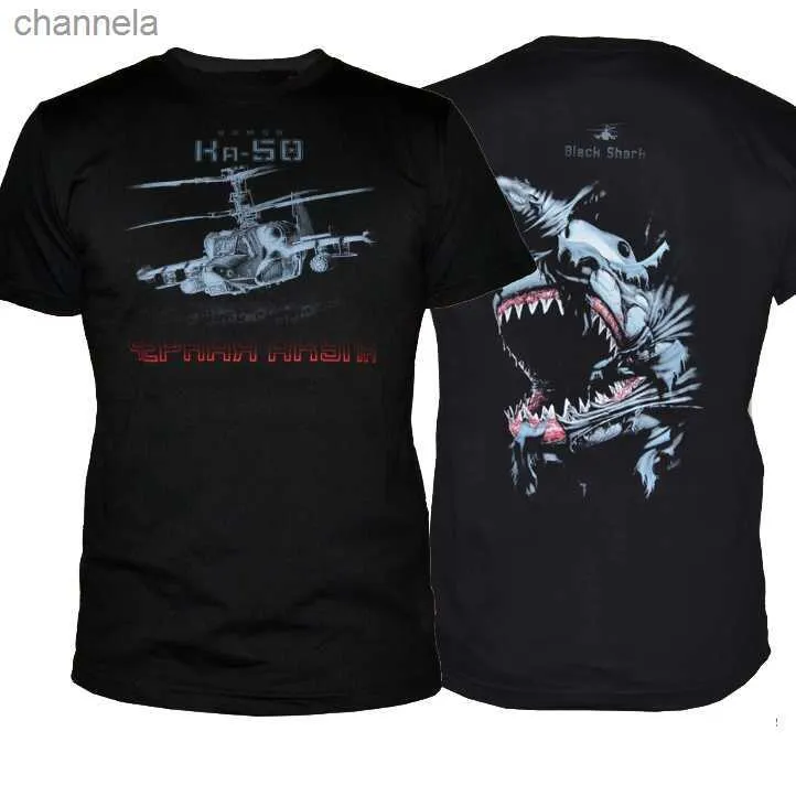 Camisetas de hombre Camiseta rusa Kamov Gunship KA-50 Black Shark Attack Helicopter. Camiseta de manga corta con cuello redondo de algodón de verano para hombre nueva S-3XL