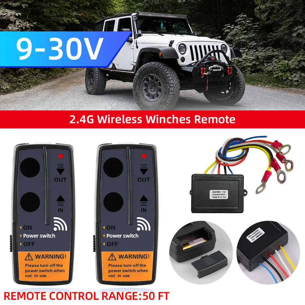 Kit di recupero telecomandi per argani wireless tenuti in mano per auto 2 pezzi 2.4g 164ft con trasmettitore manuale per Jeep per auto 12v 24v Suv