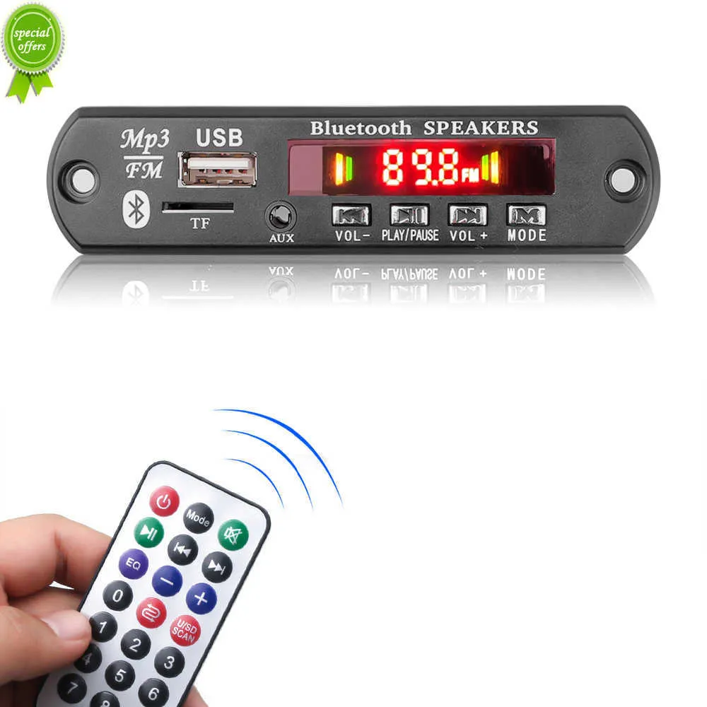 Novo amplificador de potência do decodificador MP3 Bluetooth 2*60W com gravação de chamada 12V 120W Car FM Radio Module Handsfree Suporte TF USB AUX