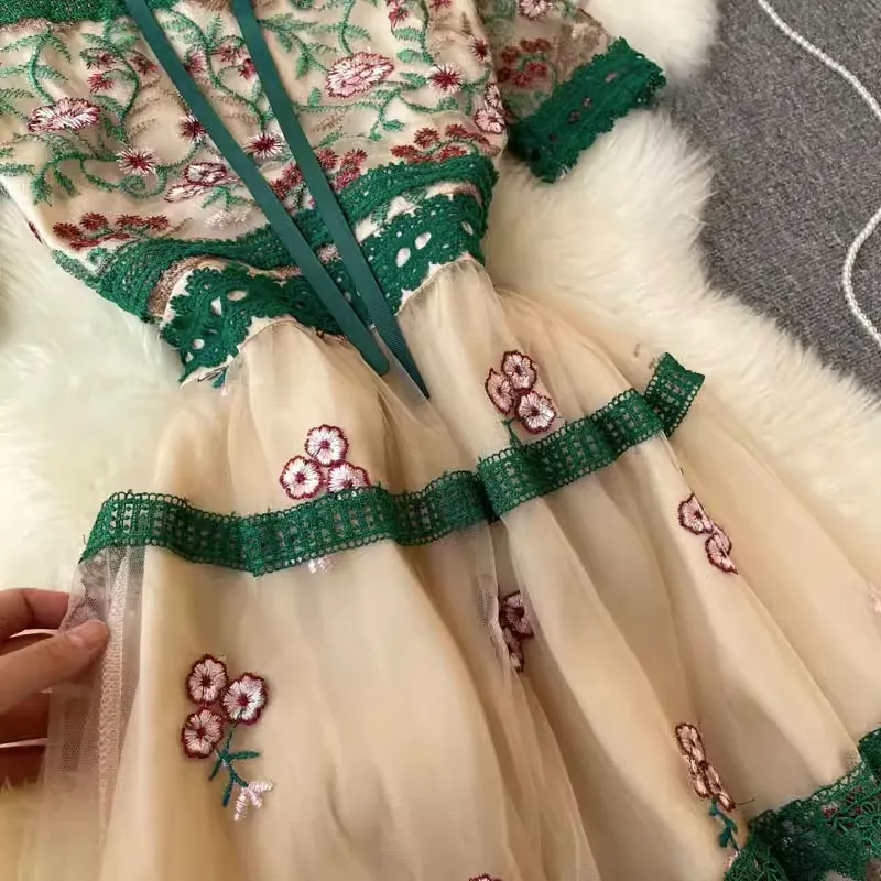 Womens Gauze Dress Elegant Embroidered Lace Gauzy... From  Stephaniestore666, $45.83 In Bulk | DHgate.Com