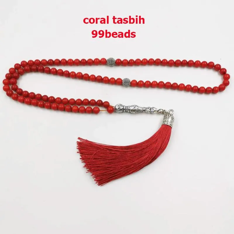 Pulseiras eid presente 99 natural vermelho coral tasbih 2021 tudo é nova moda feminina pulseiras arábia saudita moda jóias