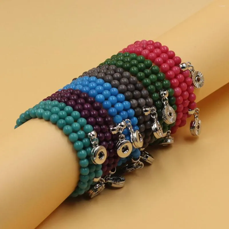 Pendant Necklaces Multicolor Women Snap Jewelry Necklace 55cm Handmade Beaded Bangle For Girl Fit 12mm Press Button Festival Anniversary