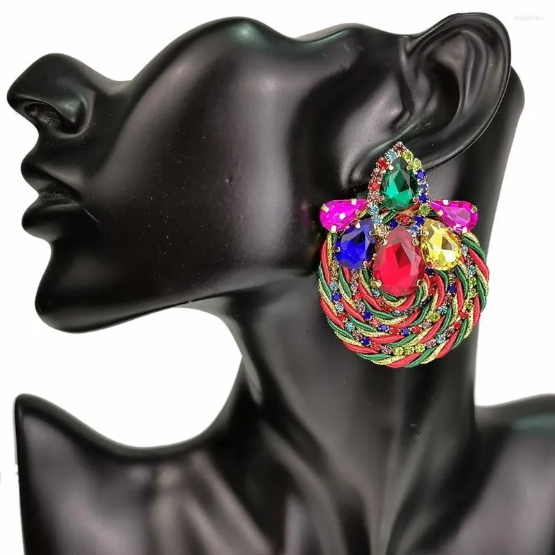 Dange oorbellen Boheemse multicolor strass voor vrouwen statement vintage modetrend kristal sieraden