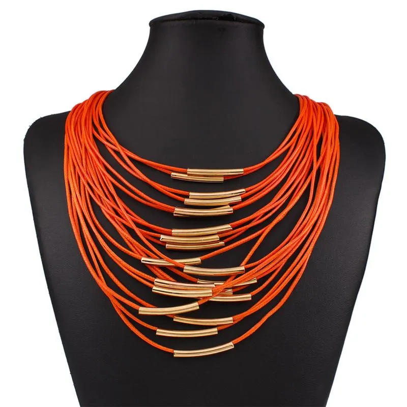 Kettingen QDXL5543 Leren ketting Collier Ras Du Cou Meerlaagse kettingen Moda Mujer Mode Halskette Boheemse Bijuteria Feminina