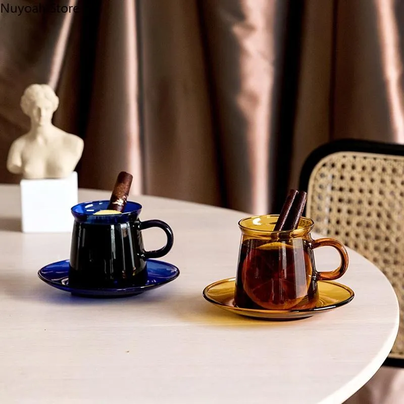 Tazze Tazza da caffè in vetro per uso domestico Resistente al calore Tè creativo Acqua Piccolo soggiorno nordico Latte di colore puro