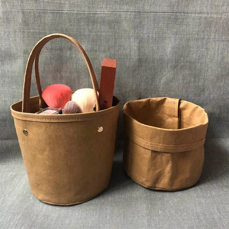 Storage Bags Multifunction Kitchen Food Bread Egg Washable Kraft Paper Bag Plant Flowers Pots Sundries Cosmetic Organizer Basket