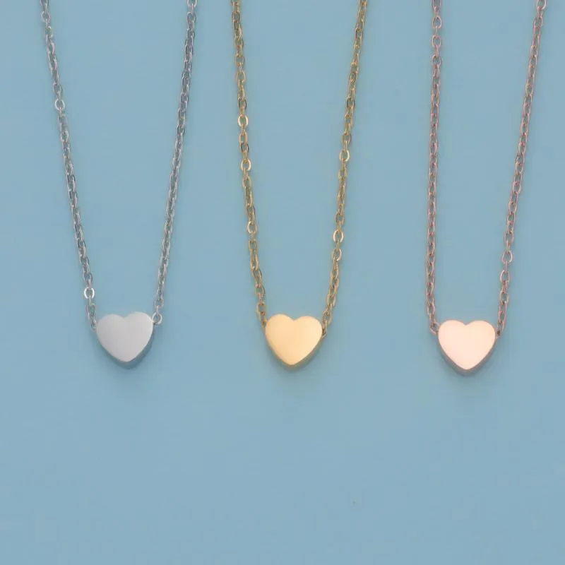 Necklaces Fnixtar Stainless Steel Mirror Polished Heart Chain Necklaces Love Heart Necklace Jewelry 40/45/50cm 10piece/lot