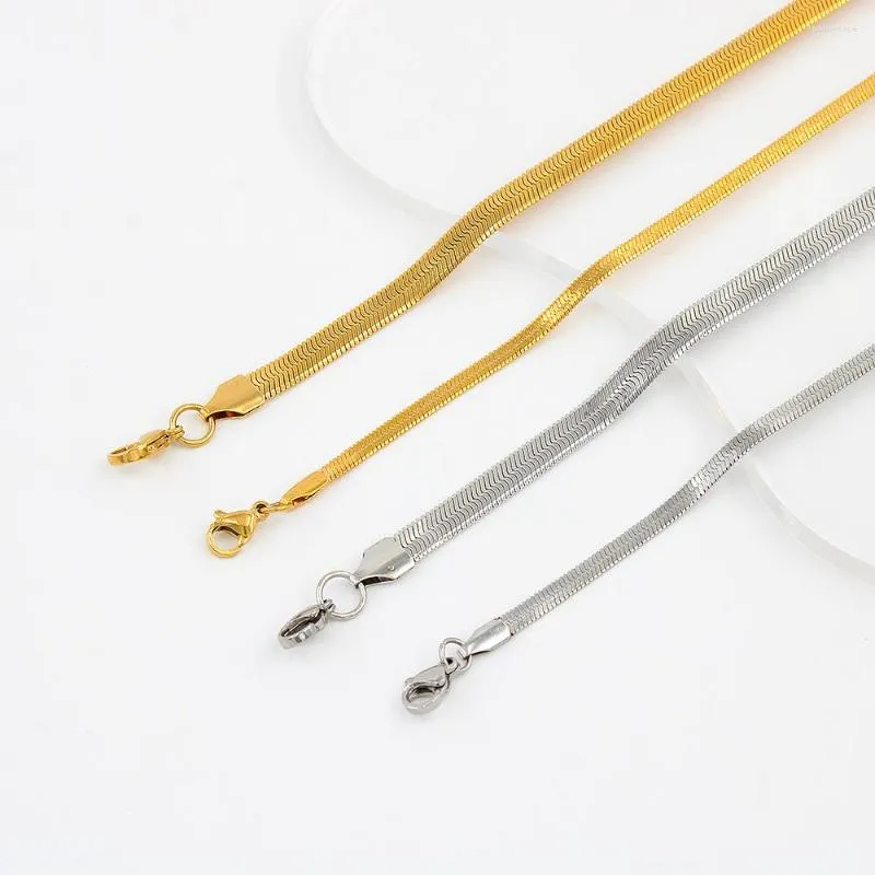 Ketten Edelstahl Klingenkette Wasserdichte Fischgräten-Halsketten für Männer Frauen Minimalistischer Kragen-Choker Ästhetischer Schmuck