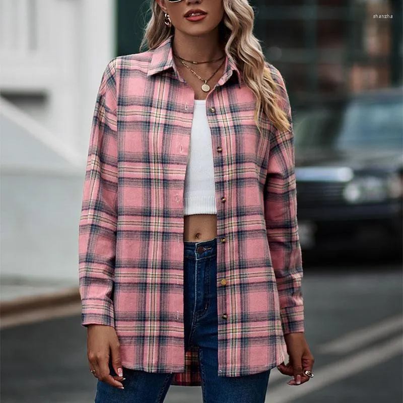 Blusas Para Mujer Camisas Holgadas Informales A Cuadros Para