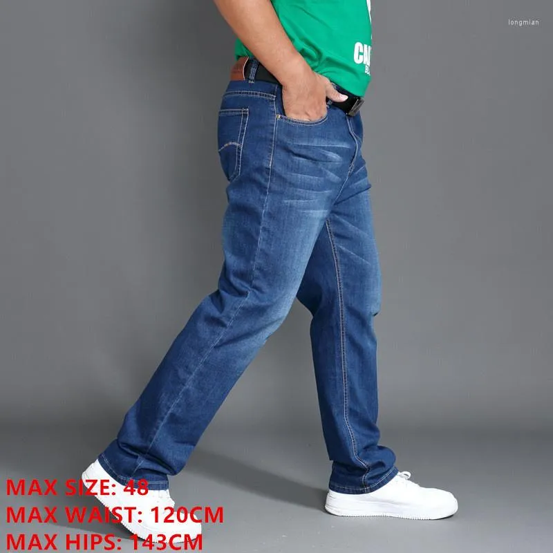 Pantalon homme classique Jeans hommes printemps Long grande taille 44 46 48 taille haute elastique leger ete Denim pantalon Smart decontracte Jean