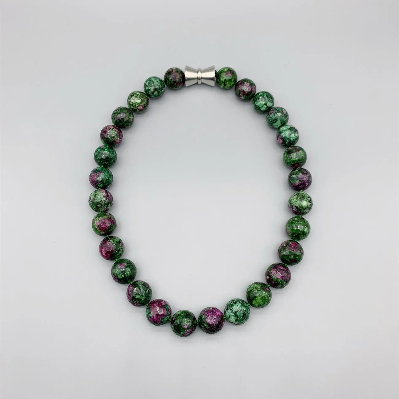 Kettingen FoLisaUnique 15mm Facet Geslepen Groene Ruby Zoisite Ketting Voor Vrouwen Verjaardagscadeau Elegante Choker Ketting 18 Inch