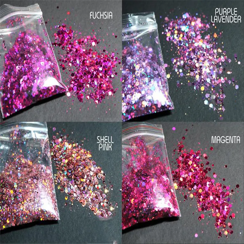 Nail Glitter 500g varje regnbåge holografiska glitter blandas "50 nyanser av holografisk" nagelkonstgel akryl uv hart holo pigment 230520