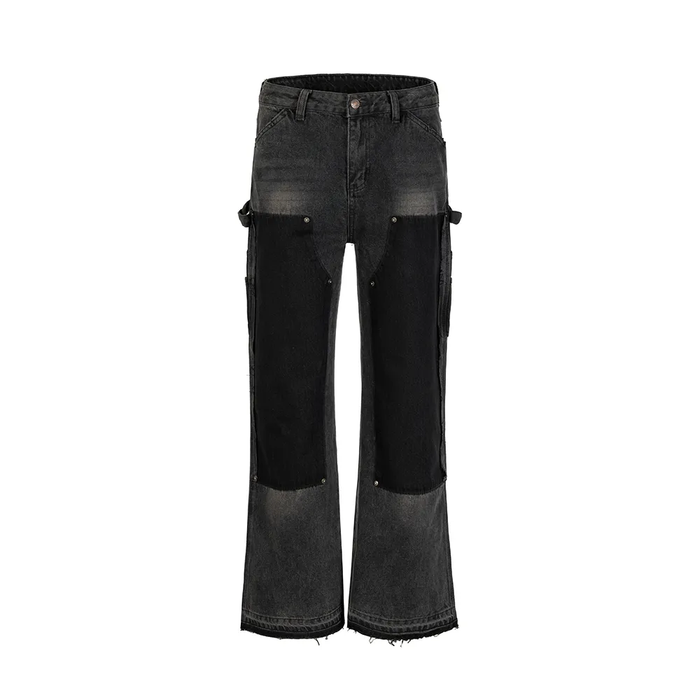 Питчерные мешковатые джинсовые брюки Мужские хип -хоп повседневные брюки негабаритные джинсы унисекс