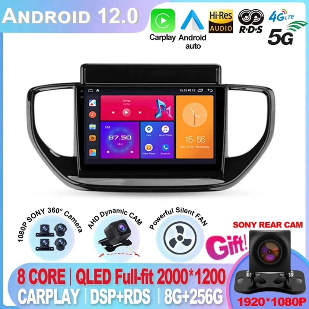 Pour Hyundai Solaris 2 II 2020 - 2021 Android 12 No 2din 2 din dvd autoradio multimédia lecteur vidéo Navigation GPS 2K-4