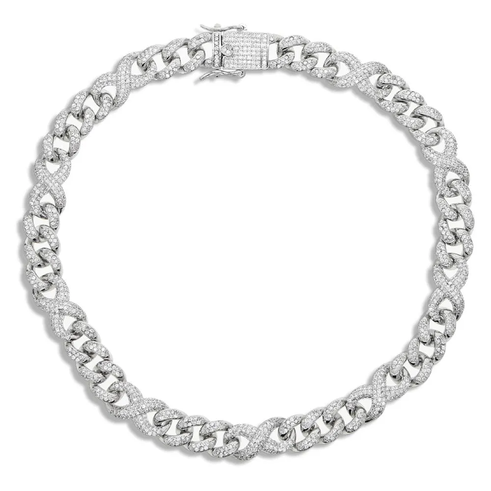 Halsband Ny 12mm silverfärg infinity kubansk kedjehalsband isad ut bling aaa kubik zirkonia cz asfalterade tunga choker hiphop kvinnor smycken