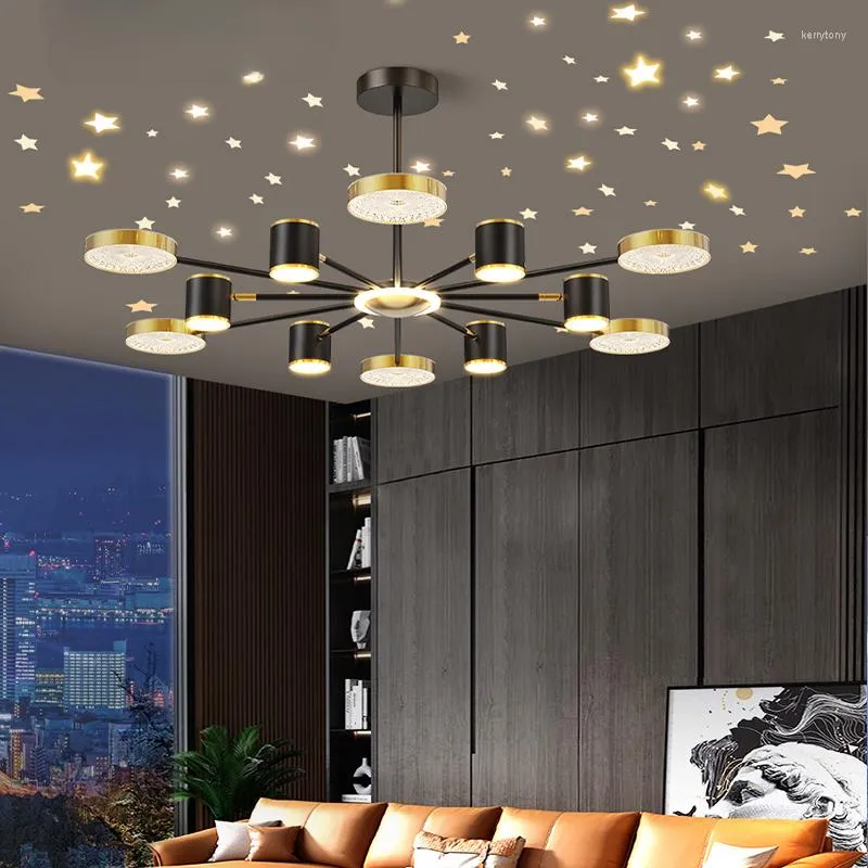 Lustres de lustres preto/dourado lustres internos lustres de decoração de mobília doméstica Luz de estilo simples para o quarto da sala de estar LED moderno led moderno