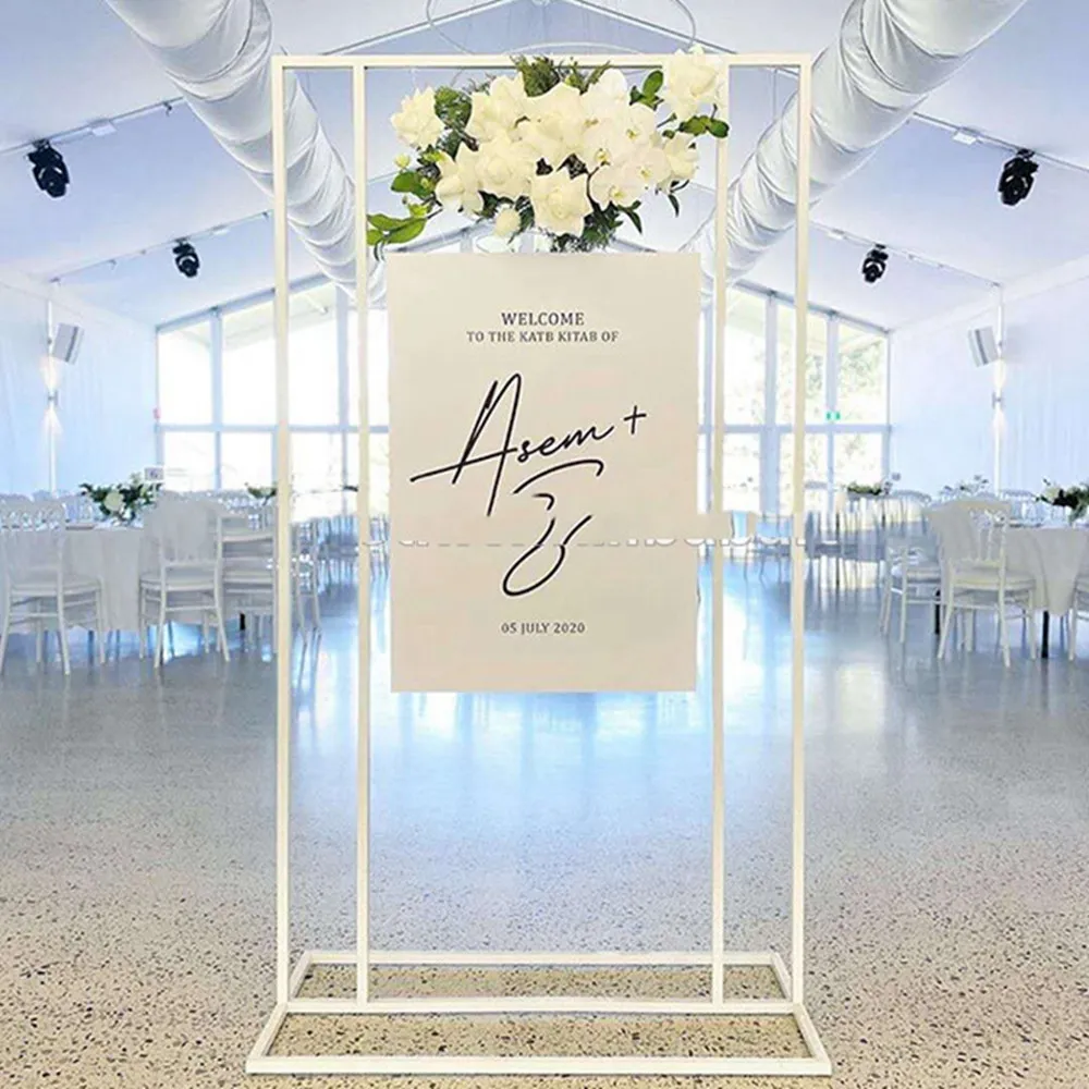 Wedding Decoration Square Backdrop Flower Rack Iron Arch Billboard Sign Shelf Balloon Frame For Birthday Baby Shower Party Props