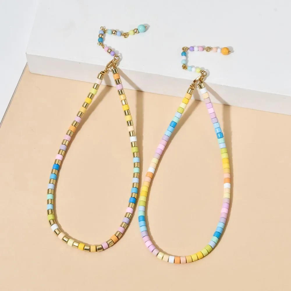 Halsband Multicolor Rainbow Collar Halsband för kvinnor Söta färgglada pärlor Statemet Halsband Choker smycken Boho Tillbehör