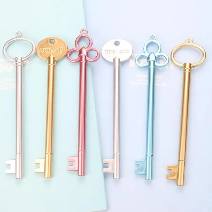 Golden Key Neutral Pen Creative Kawaii Stationery Pens Material Plastic Office School Serden Papelaria Kids Geschenken