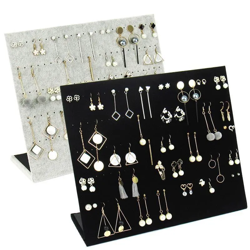 Lådor Nya små/stora flanell smycken Display örhänge Standla flera staffli -utställningsdisplayhållare för halsband fall
