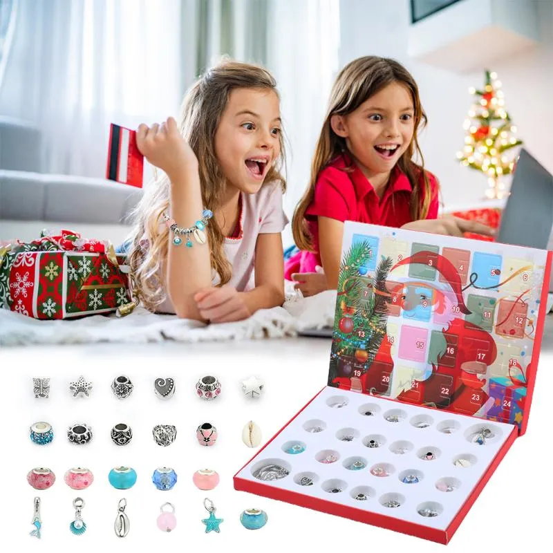 Bracelets 2022 Christmas Countdown Calendar DIY Jewelry Advent Calendar Set Bracelet Accessory Set Wonderful Christmas Gift for Children