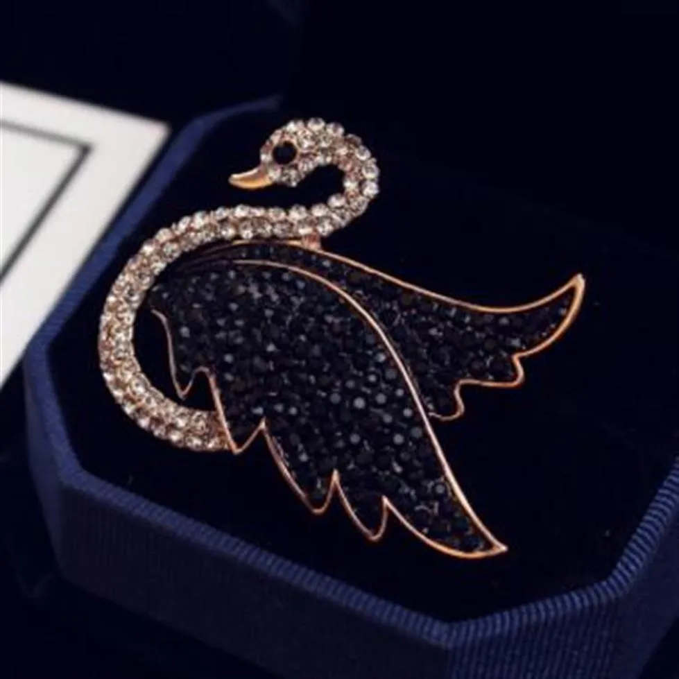 Nueva moda creativa damas cisne circón broche personalidad damas broche de diamantes de alta calidad joyería de lujo 266J