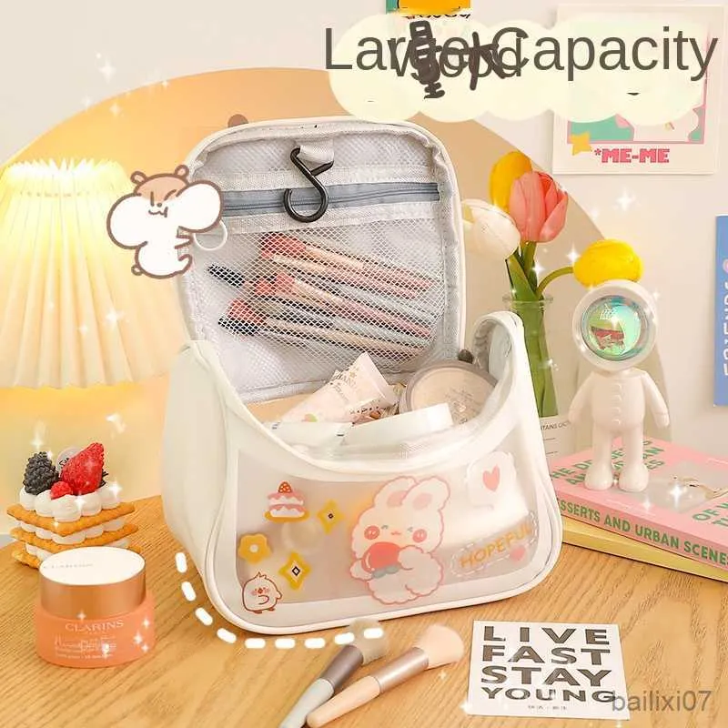 Sacs à cosmétiques étuis grande capacité sac à cosmétiques pour femmes imperméable voyage lavage sacs de maquillage filles autocollants faciles à poser Kawaii beauté organisateur