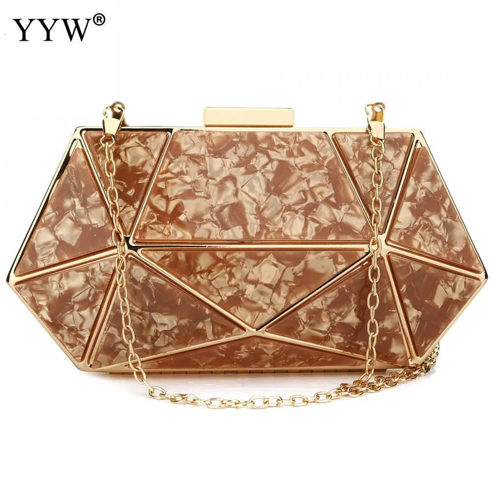 Torby wieczorowe Rose Gold Designer Sprzęgła torebka akrylowa geometryczna worka sprzęgła Promowa noc impreza Formalne damskie marmur Wedding White Sac 230519