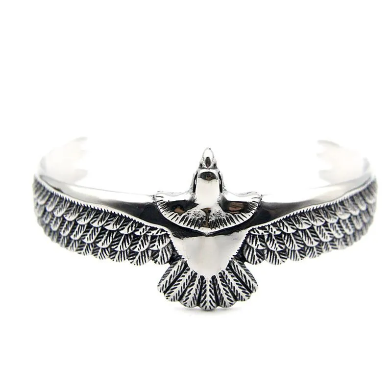 Bracelets Hawk Bracelet 316L Stainless Steel Biker Punk Style Flying Eagle Man Bangle Free Shipping