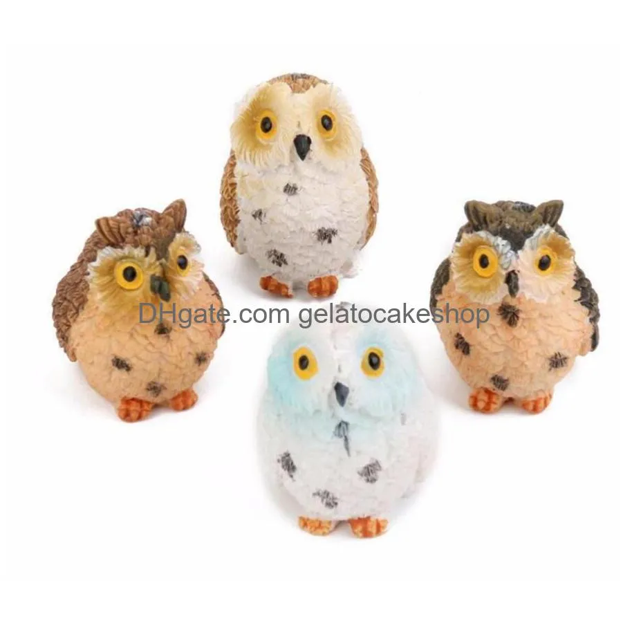 Décorations De Jardin Micro Mini Fée Miniatures Figurines Résine Hibou Oiseaux Figure Animale Jouets Décoration De La Maison Ornement Drop Delivery P Dhjef