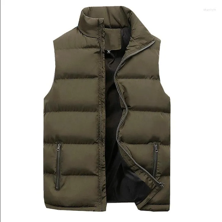 Men's Vests Men's Jacket Sleeveless Zipper Down Vest Autumn Winter Warm Stand-up Collar Oversize Puffer Men European Size M-6XL