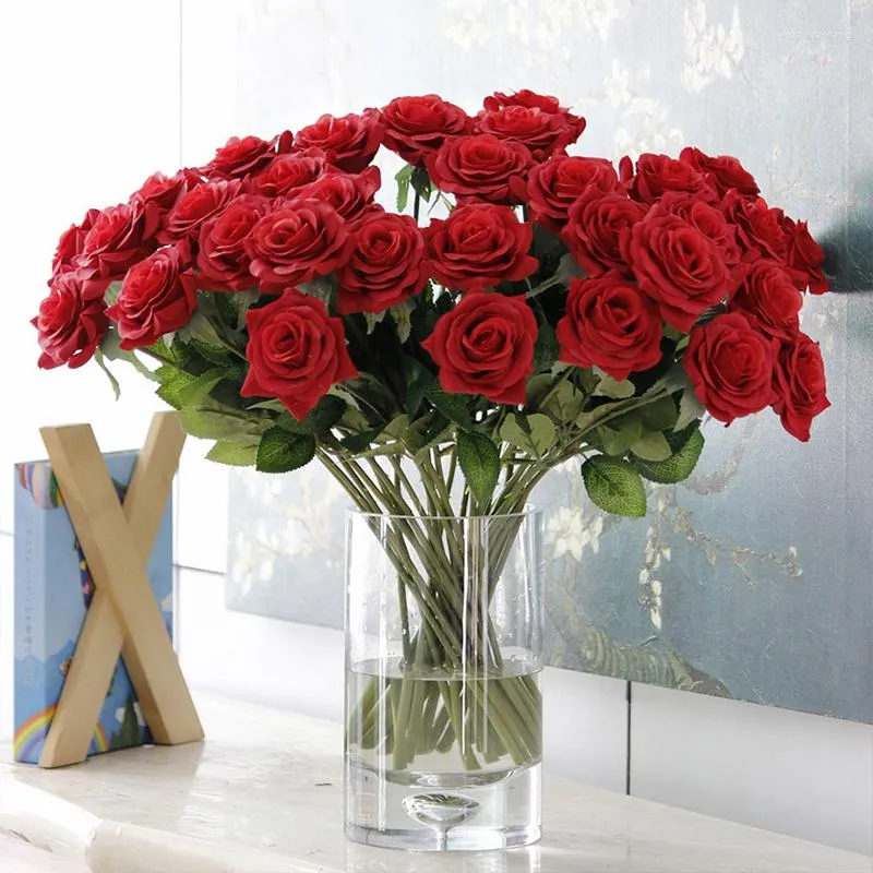 Fiori decorativi Simulazione Rose Proposta di San Valentino Decorazione Grande bouquet Piante finte di lusso Composizione floreale fai-da-te Bulk