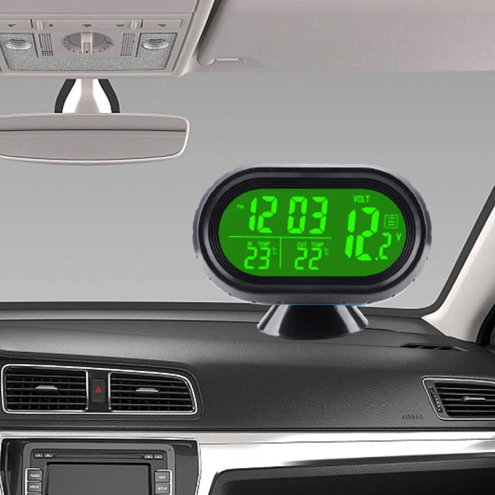 Neue Neue Auto Elektronische Uhr Thermometer Voltmeter  Hintergrundbeleuchtung Digital LCD Display Zeit Innen Außen Temperatur  Spannung Auto Uhren Von 7,4 €
