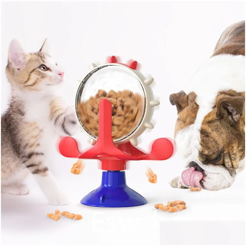 Hondenkommen feeders Tijdbare interactieve huisdieren Slow Feeder Cat Puppy Windmolen Educatief voedingspeelgoed Drop levering Home Garden Pet Dhtg2