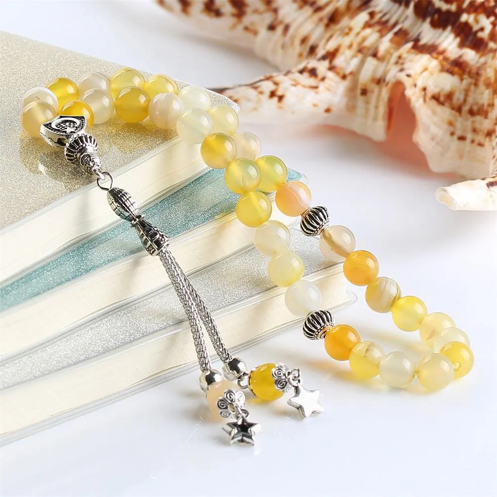 Clothing Man Women Tasbih Natural Agate Stone Muslim prayer beads islamic Eid Ramadan Guality Gifts rosary 33 66 99 beads