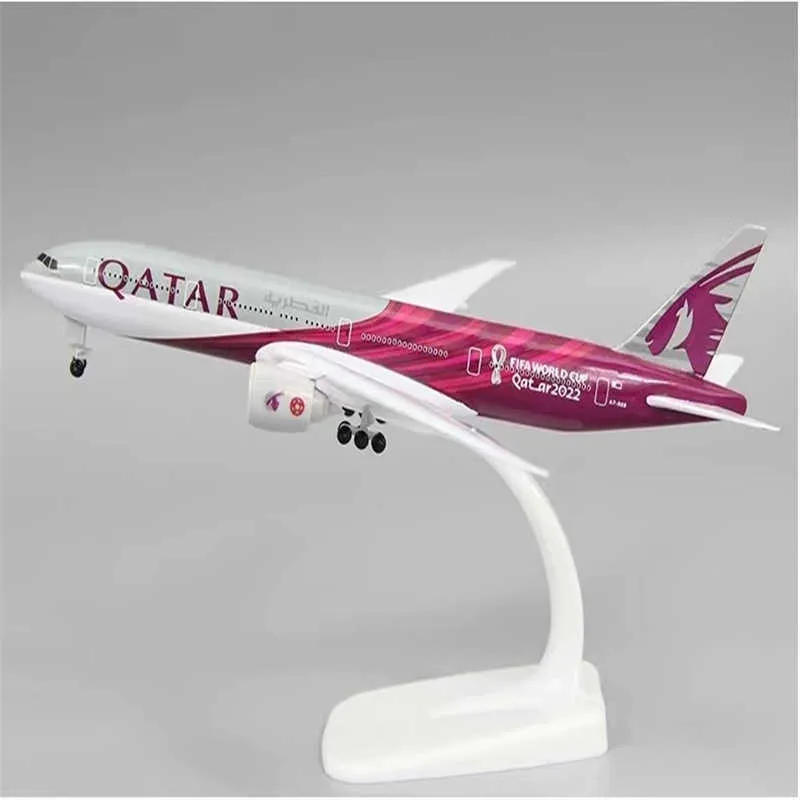 ノベルティアイテムアロイメタルエアカタールエアウェイズボーイング777 B777飛行機モデルダイキャスト飛行機モデル航空機wホイールランディング装置20cm G230520