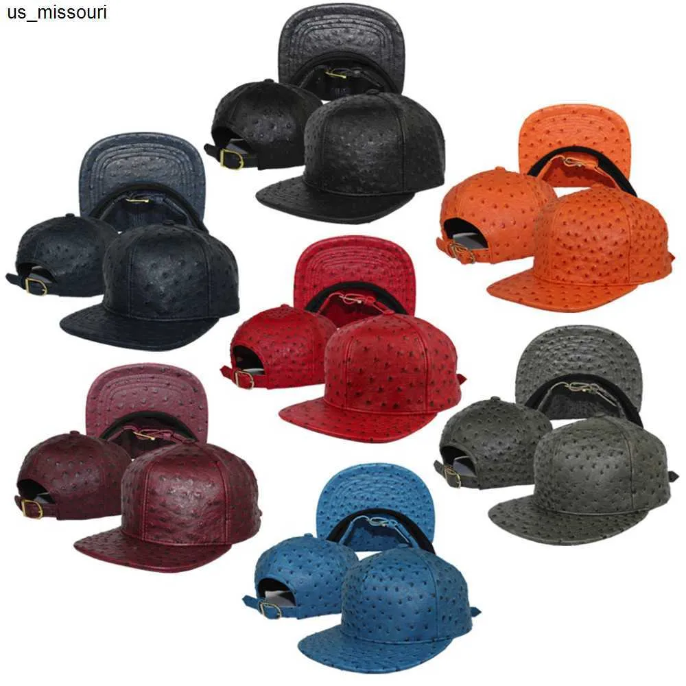 Casquettes De Baseball Autruche Faux Cuir Nouveauté Femmes Snapback Unisexe Hip Hop Urbain Boucle Dorée Visière Plate Casquette De Baseball Chapeau Hommes J230520