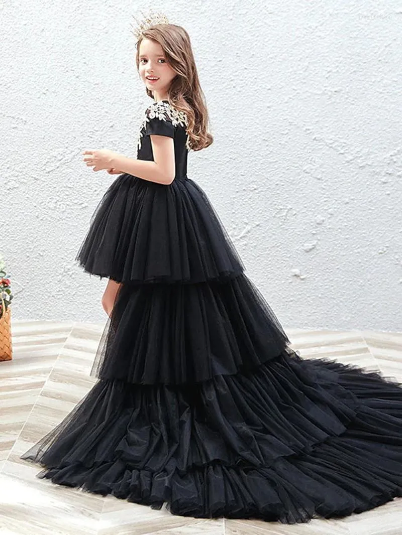 Holiday Party Girls Black Silver Ballgown Dress | Girls ball gown, Grey  flower girl dress, Ball gowns