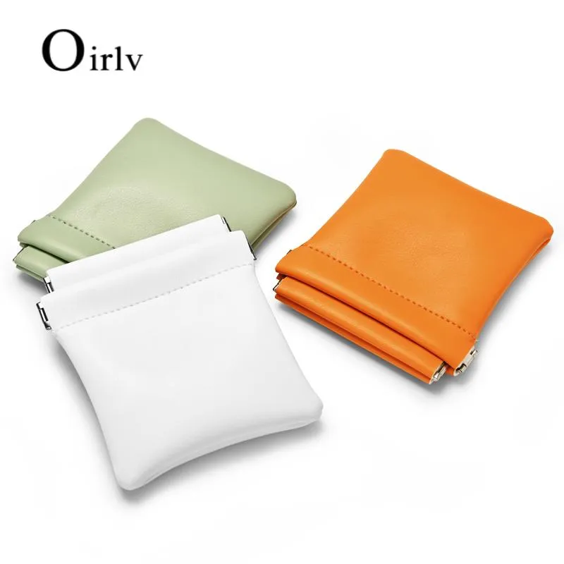 Boîtes Oirlv 5 pcs/lot sac de rangement de bijoux à fermeture automatique sac de rangement de cosmétiques mode plusieurs couleurs en cuir PU personnaliser