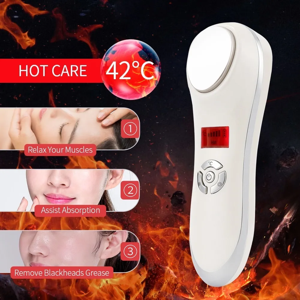 Ansiktsvårdsenheter Skönhet Cold Instrument Skin Rejuvenation Massager Skin Lyftning FÖRETAG VARM HAMMER FACE VIVRATIONSMASKIN 230519