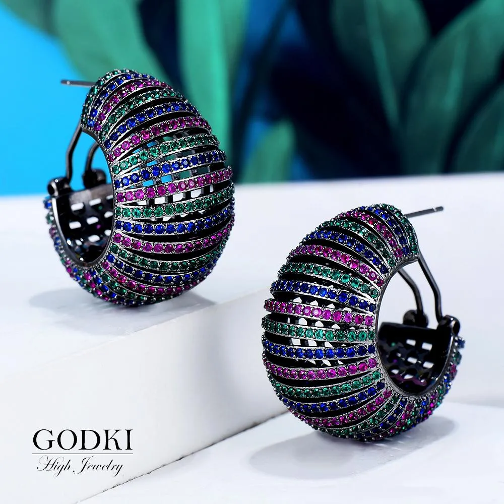 Huggie Godki Fashion Jewelry Brand Charms Luxury cortan hoop earrings for copper pave cubic zirconia women earrings 2020