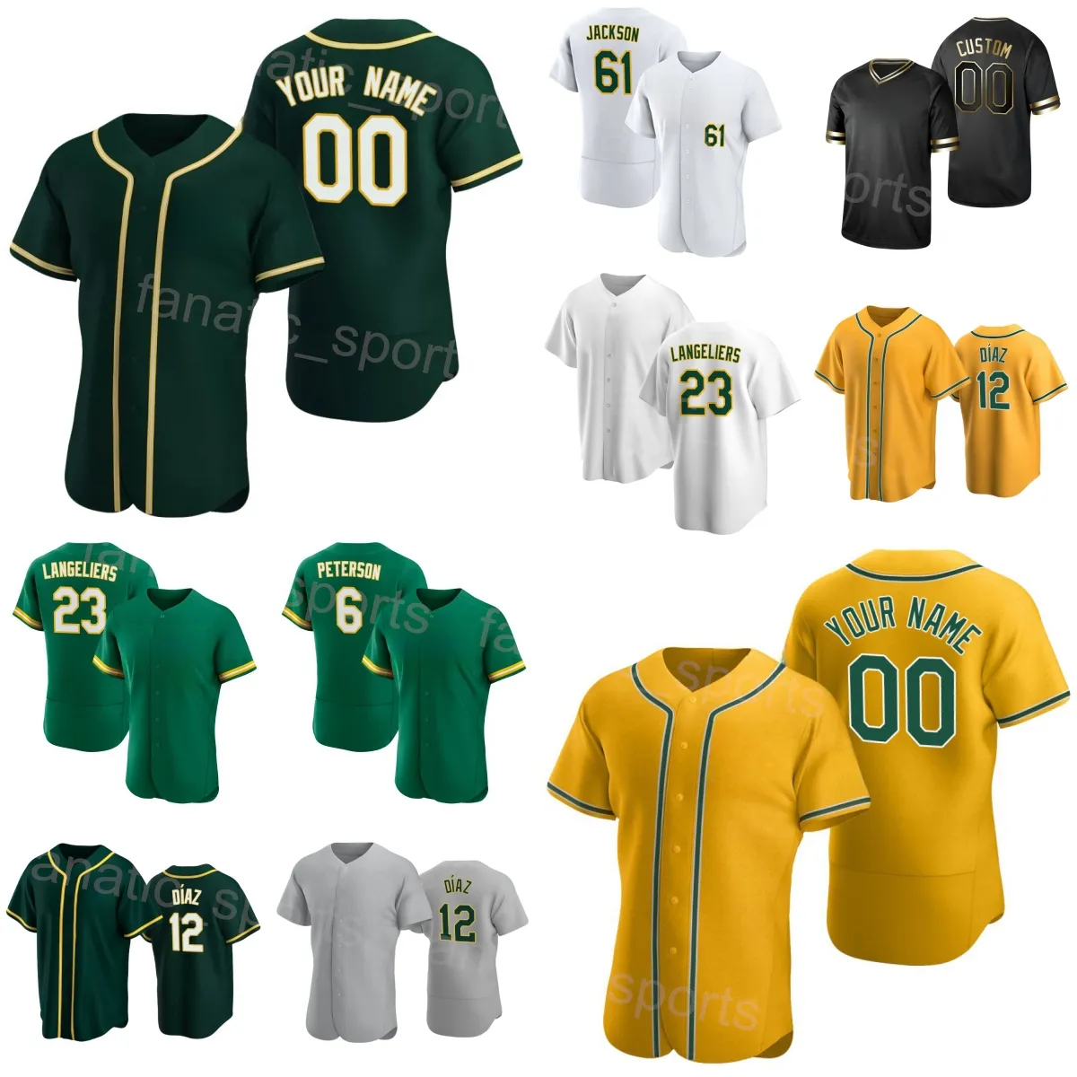 Equipe Baseball 61 Zach Jackson Jersey 1 Esteury ruiz 12 ALEDMYS Diaz 5 Tony Kemp 23 Shea Langeliers 99 Jesus Aguilar 6 Jace Peterson Base Cool costura