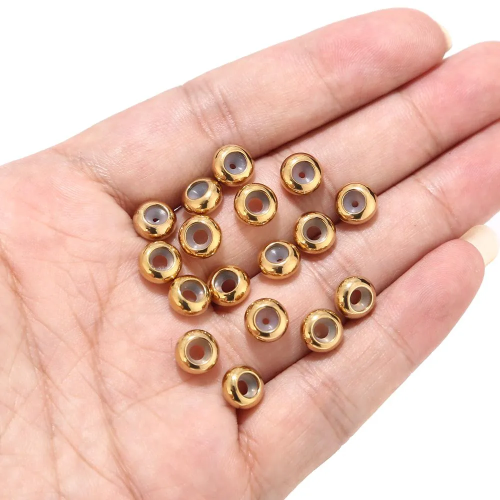 Polonês 50 peças 8mm inserção de aço inoxidável rolha de borracha posicionamento espaçador contas para pulseira colar diy artesanato fazendo joias