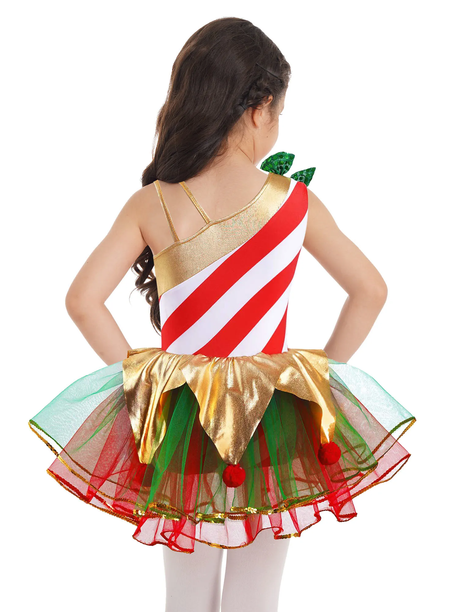 Abiti Da Ragazza Bambini Ragazze Paillettes A Righe Elfo Di Natale