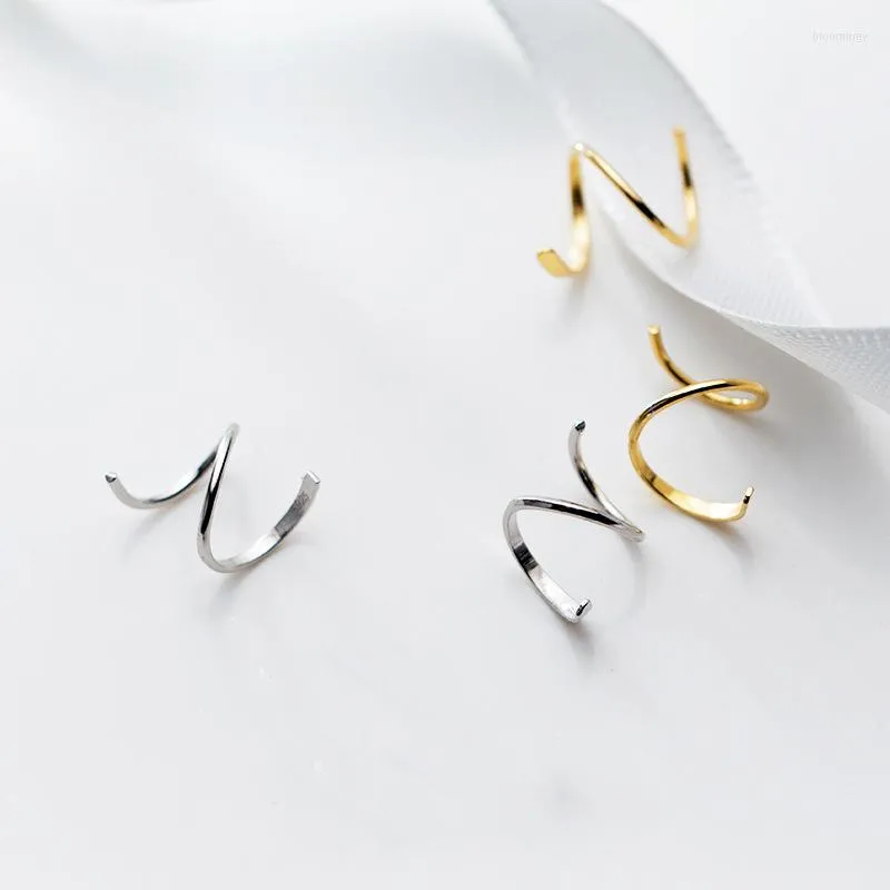 Studörhängen MloveAcc Silver Simple Spiral Wave Minimalist 925 Sterling Earring for Women Girl Gifts