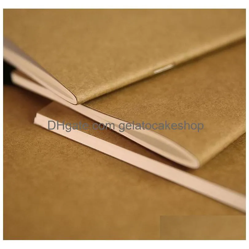 Produits en papier Vente en gros 8.8X15.5Cm Notebook Blank Notepad Book Vintage Soft Copybook Daily Memos Kraft Er Journal Notebooks Drop De Dhi5G